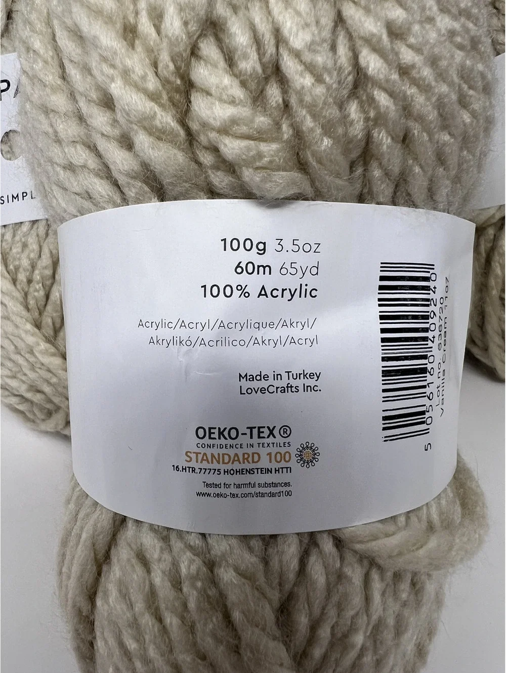 Paintbox Yarns Simply Super Chunky Acrylic Yarn 100g Skein - Cream Lot of 8